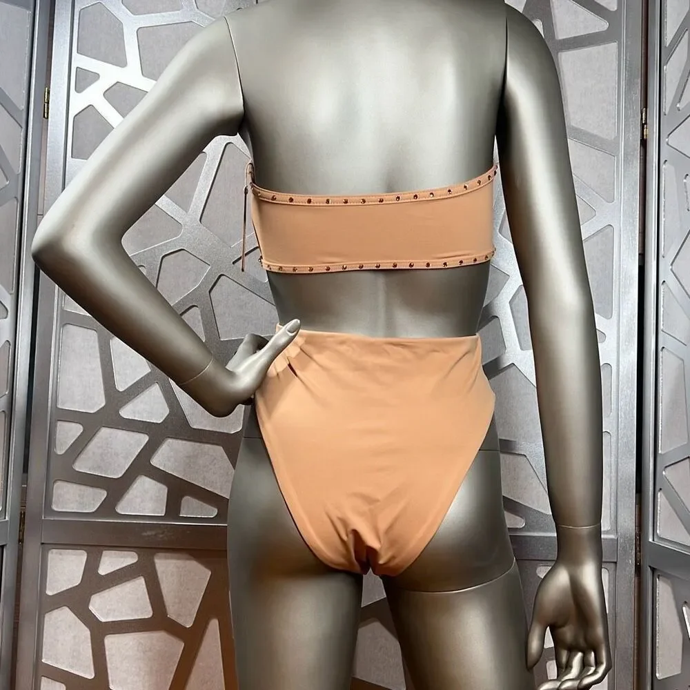Skims Rhinestones Bandeau High waisted Nude Bikini S